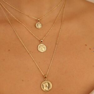 Gold Coin Pendant Necklace Set NEW